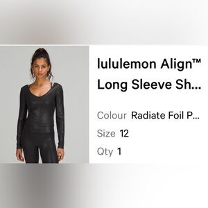 NWT Lululemon long sleeve size 12